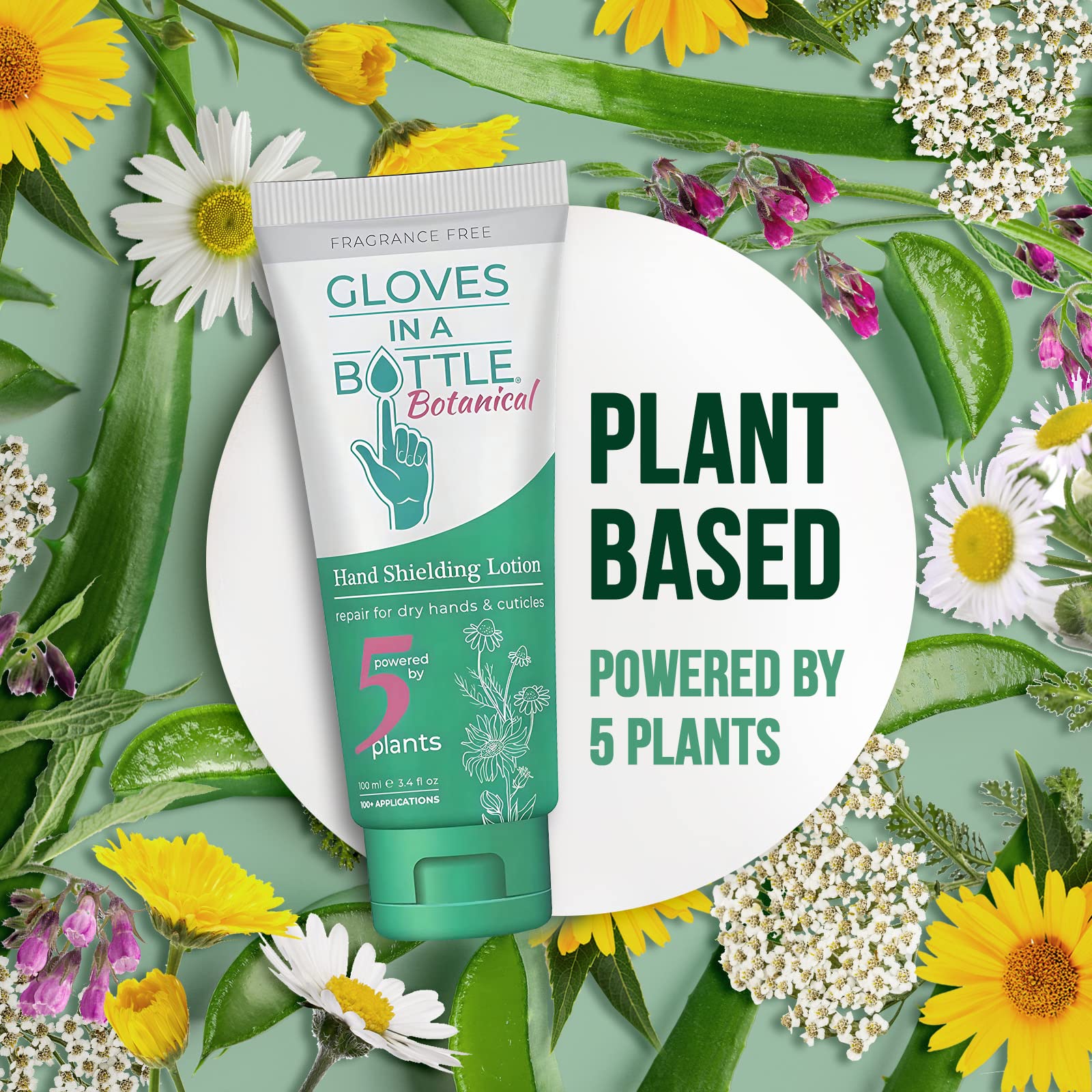 Gloves In A Bottle fragrance-free label—gentle formula for sensitive skin.