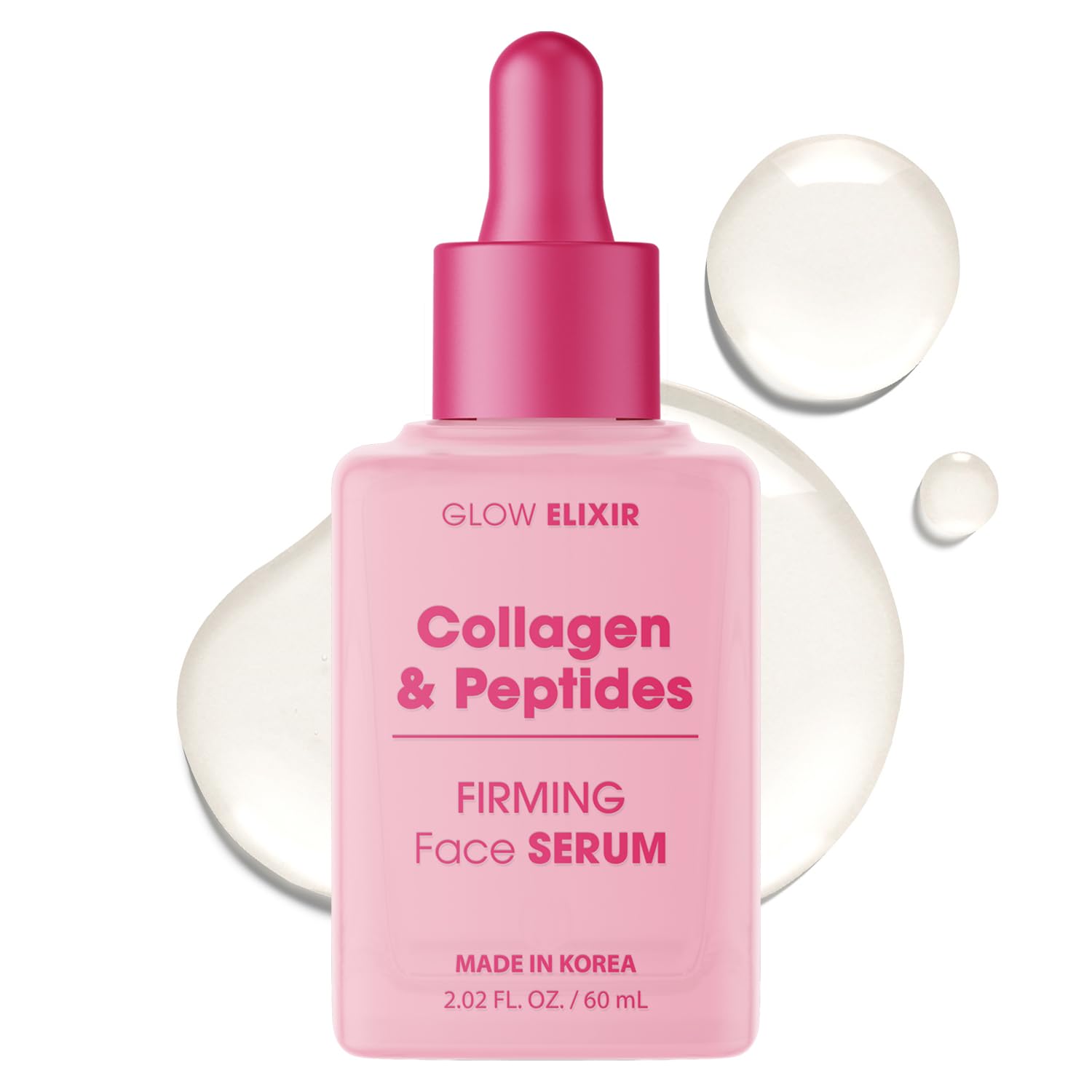 Glow Elixir collagen & peptides serum bottle-front for firmer skin.