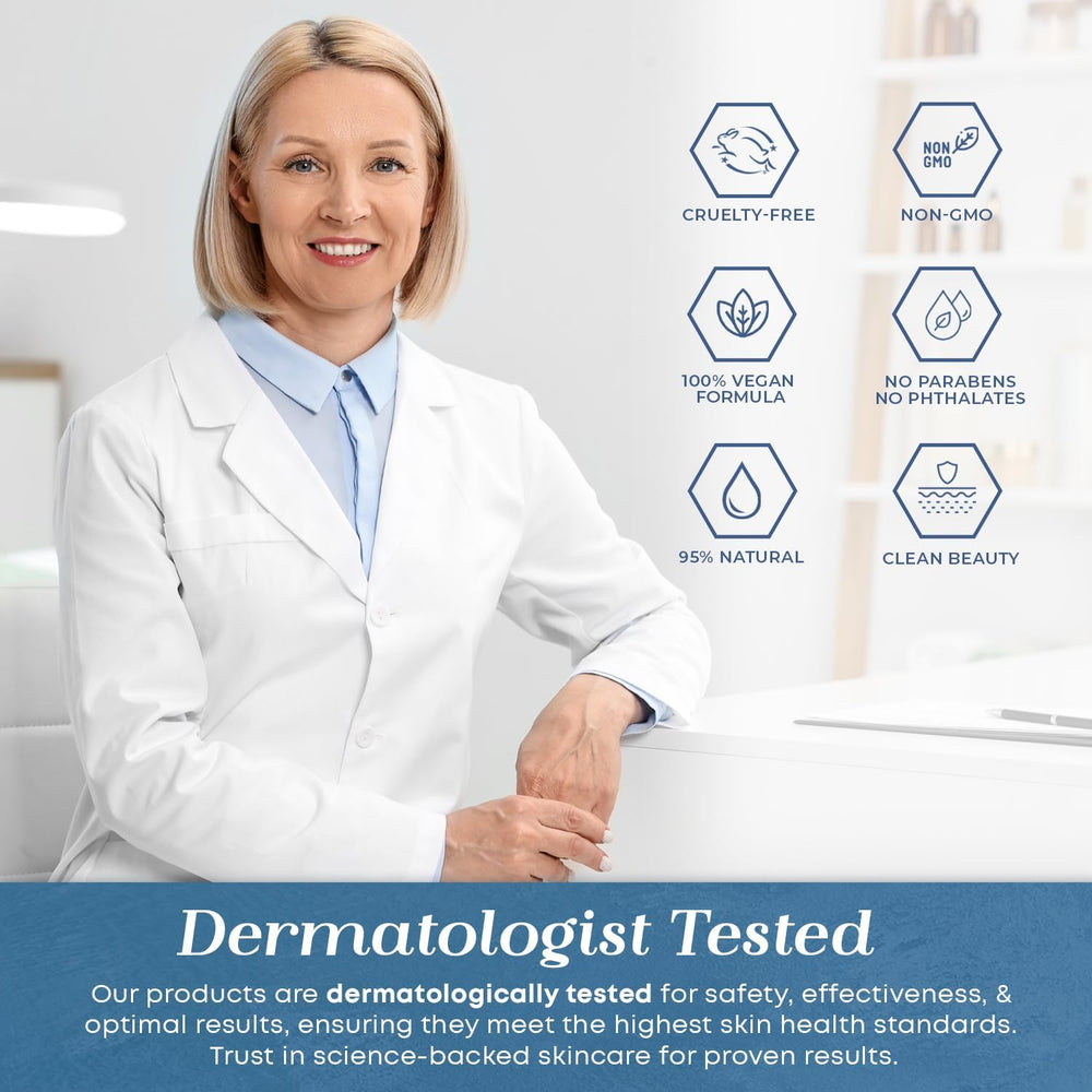 Glow Elixir dermatologist-tested badge on the product.