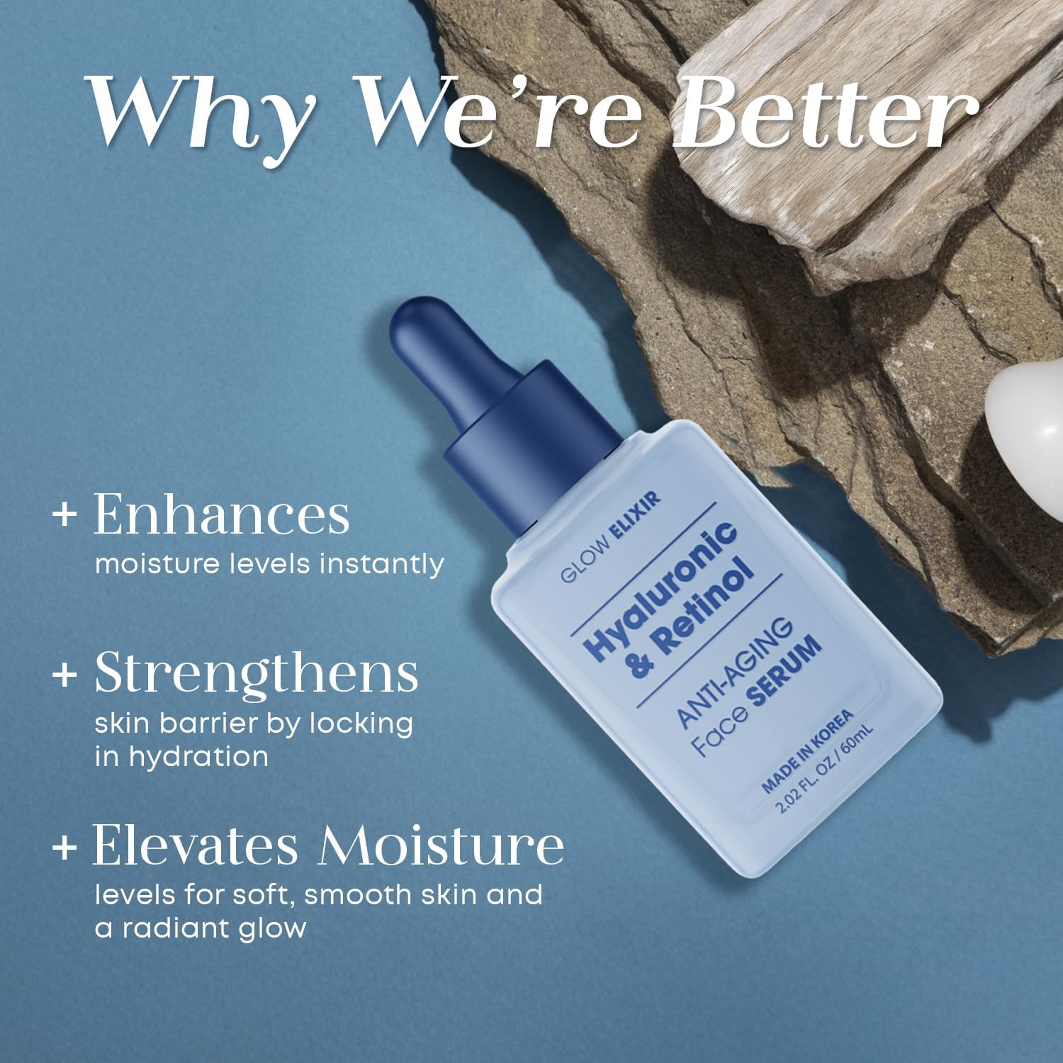 Glow Elixir Korean ingredients packaging highlighting clean beauty promise.