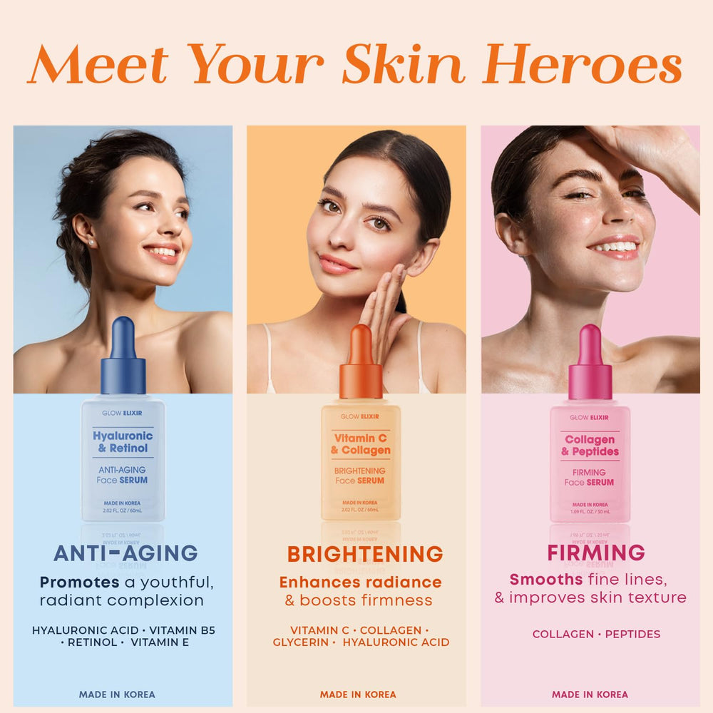 Glow Elixir morning skincare routine featuring serum step