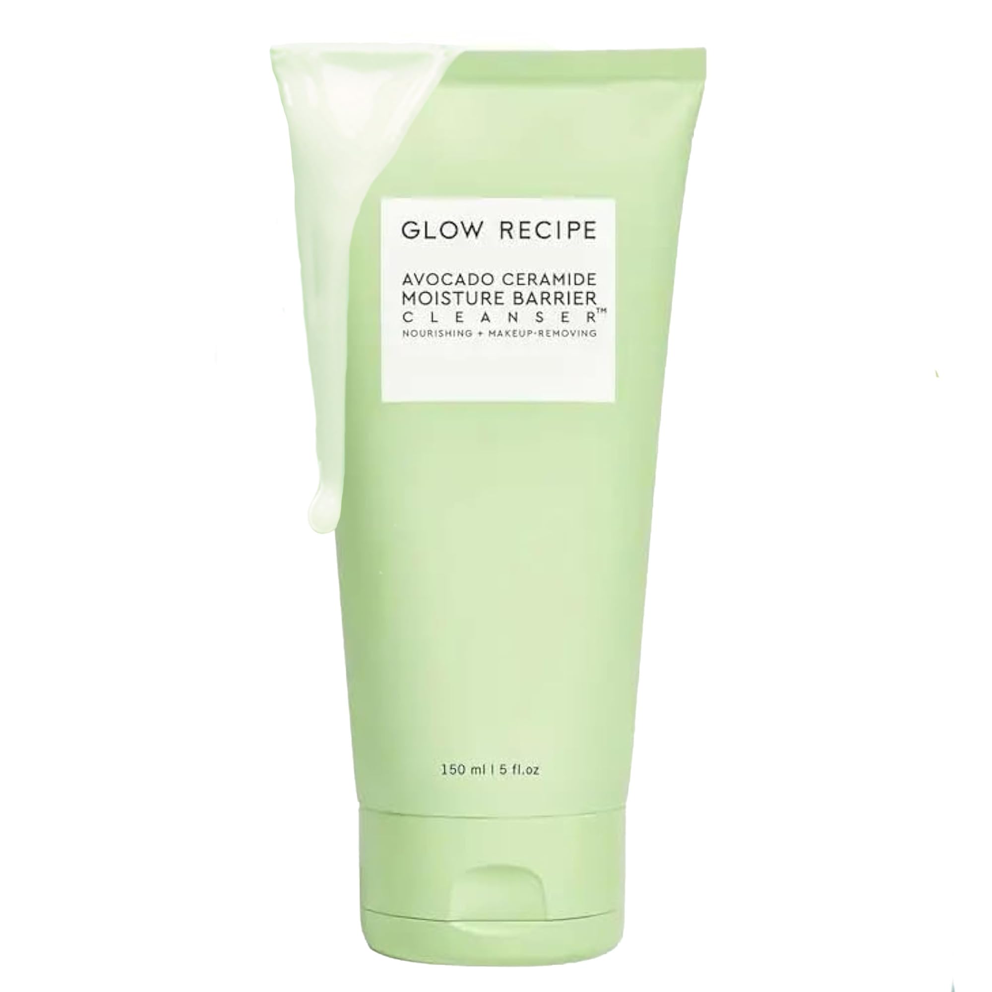 Glow Recipe Avocado Ceramide Cleanser bottle pump milky gel ready to dispense for gentle hydration.