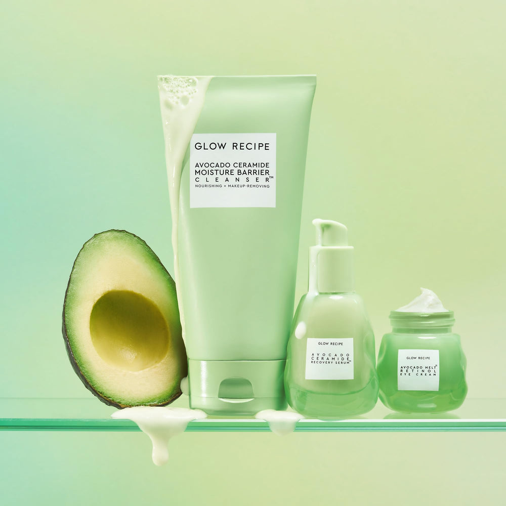 Glow Recipe Avocado Ceramide Cleanser vegan label highlighted for clean beauty choices.