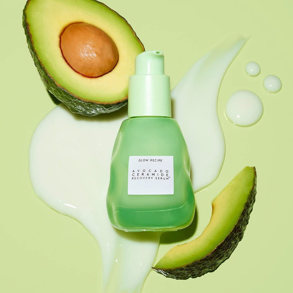 Glow Recipe Avocado Ceramide Serum pump demonstrates easy daily application.