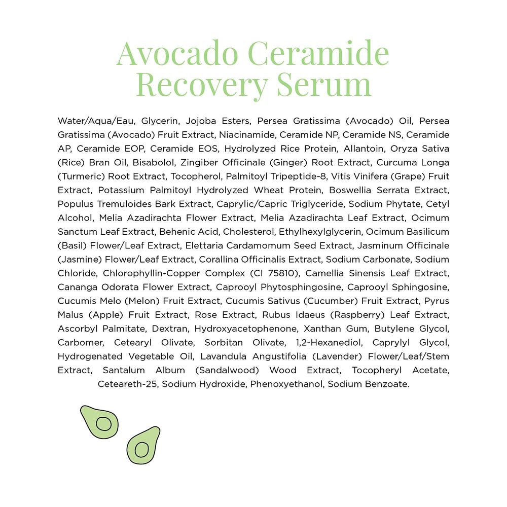 Glow Recipe Avocado Ceramide Serum vegan cruelty-free symbol reinforces ethics.
