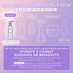 Glow Recipe Blueberry Bounce cleanser pump shows foaming texture for gentle cleansing.