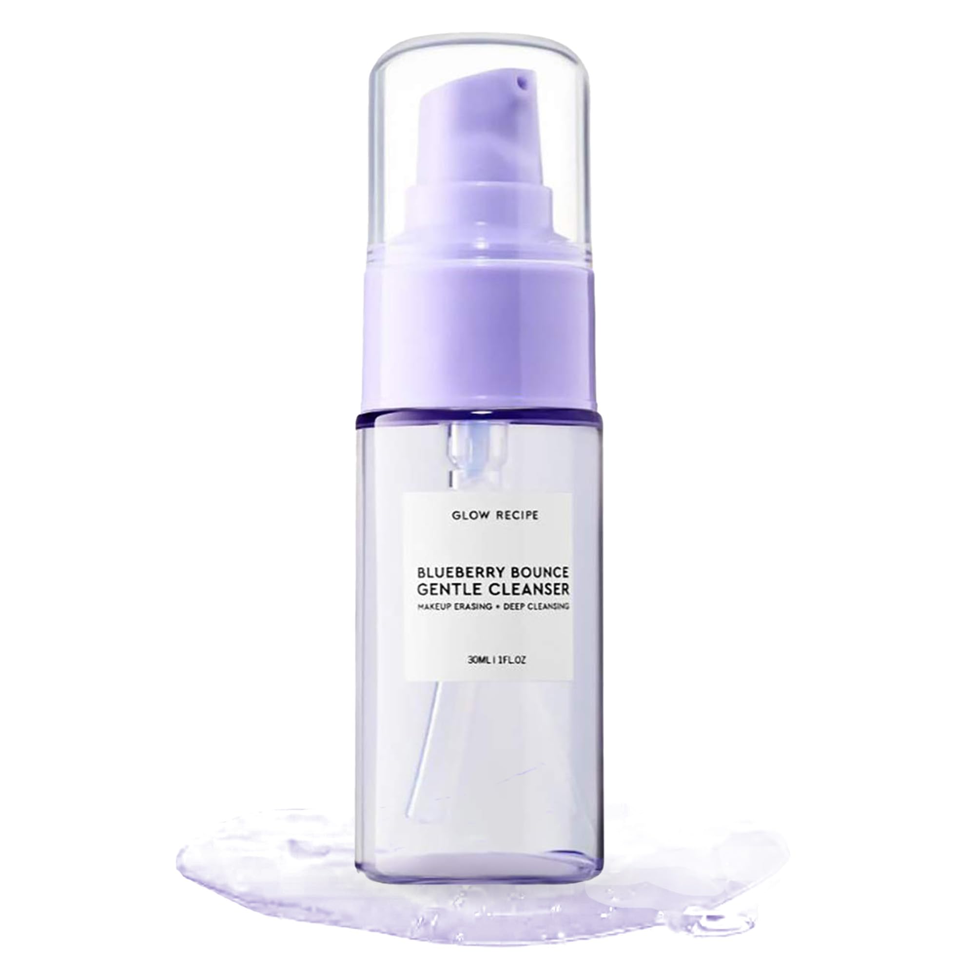 Glow Recipe Blueberry Bounce Face Wash packaging highlights travel-size convenience for on-the-go cleansing.