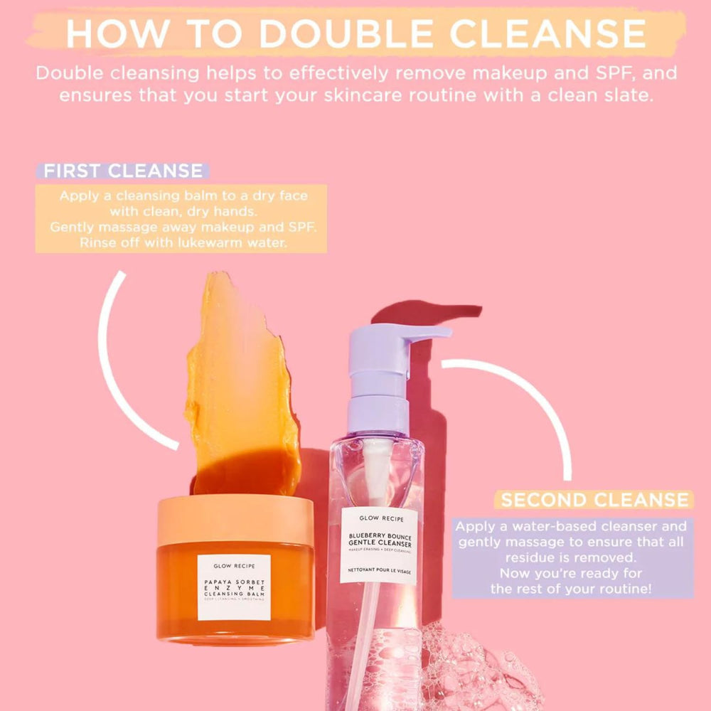 Glow Recipe Blueberry Bounce Face Wash brightens dull skin for a healthier look.