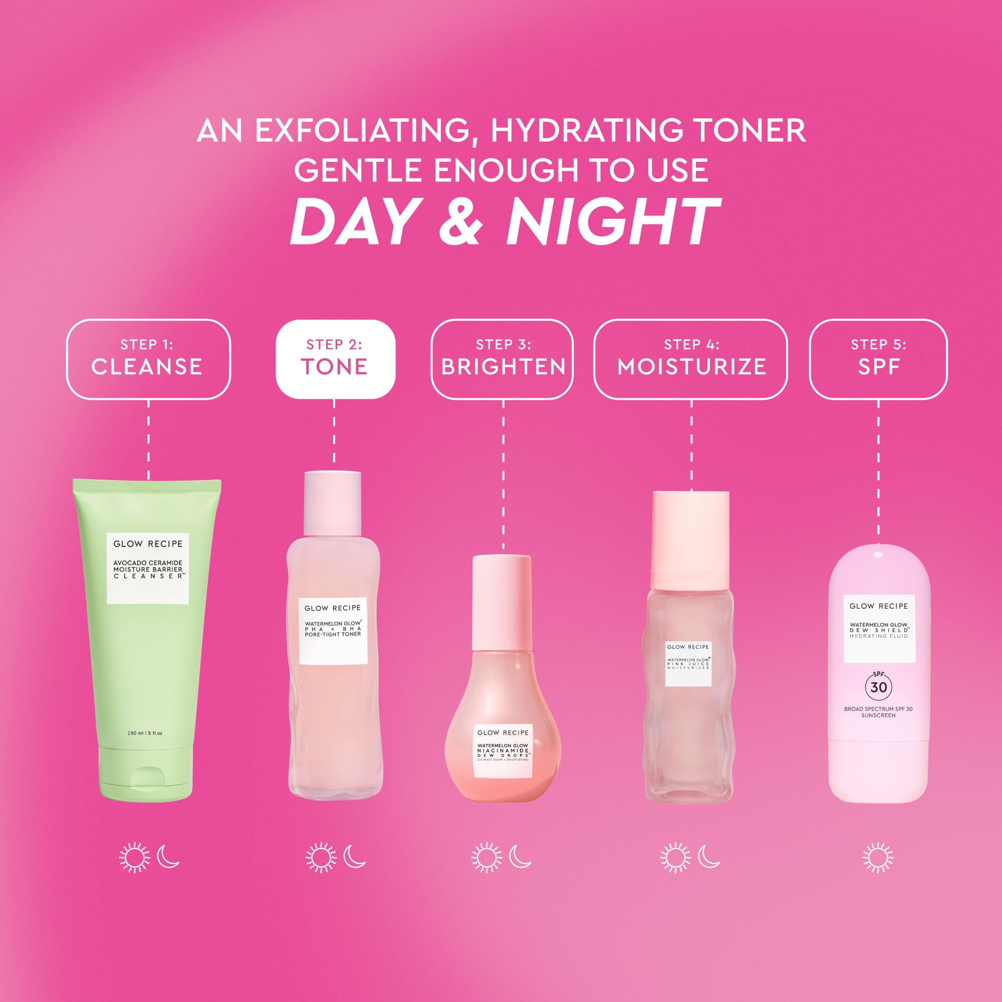 Glow Recipe PHA + BHA Toner with cactus water promoting moisture retention.