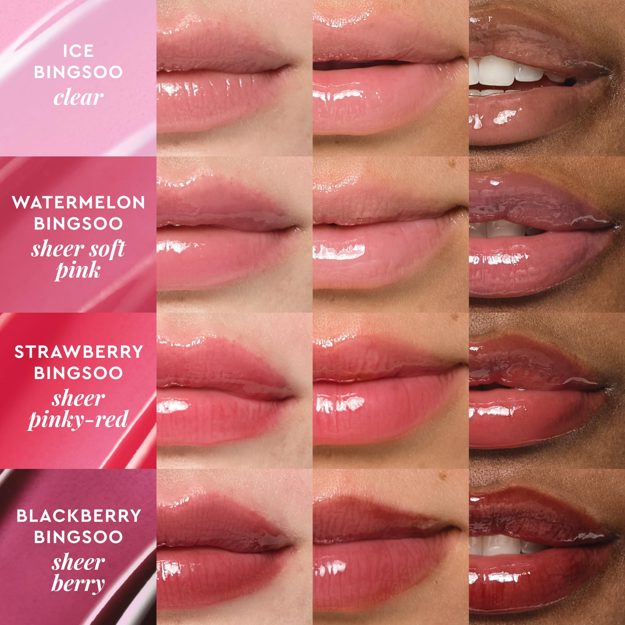 Glow Recipe Glass Balm Berry Bingsoo swirls on lips with berry tint.