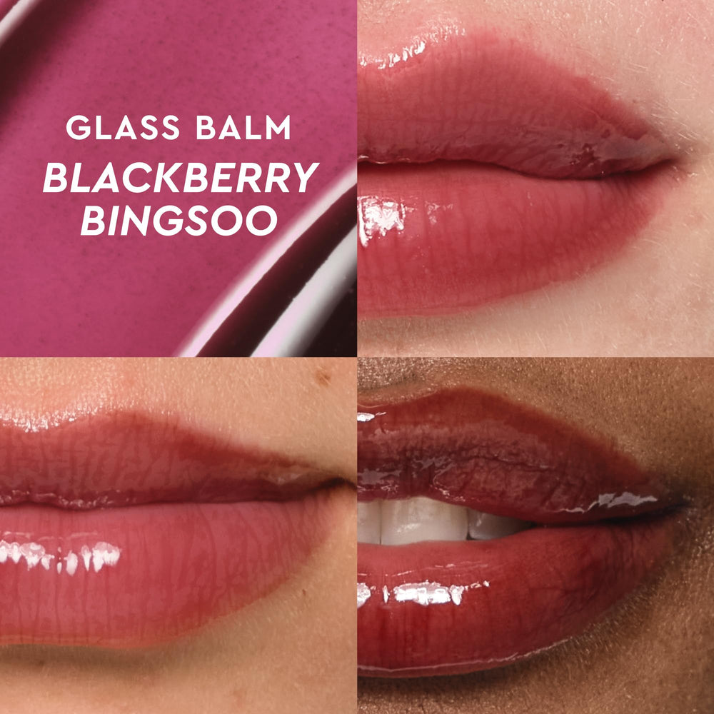 Glow Recipe Glass Balm Berry Swatch reveals buildable sheer berry tint.