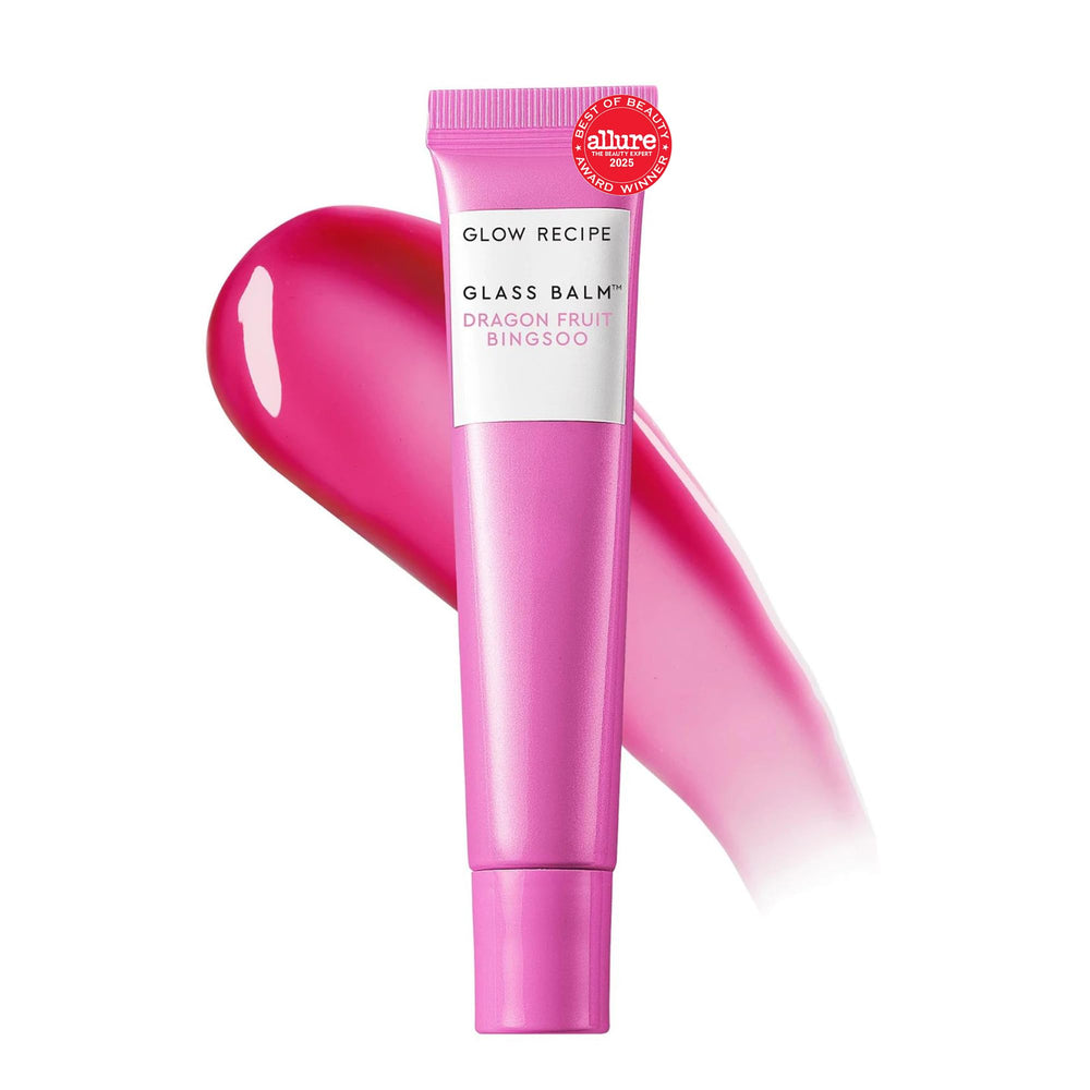 Glow Recipe Glass Balm Lip Treatment bottle pump delivers long-lasting moisture for soft lips.