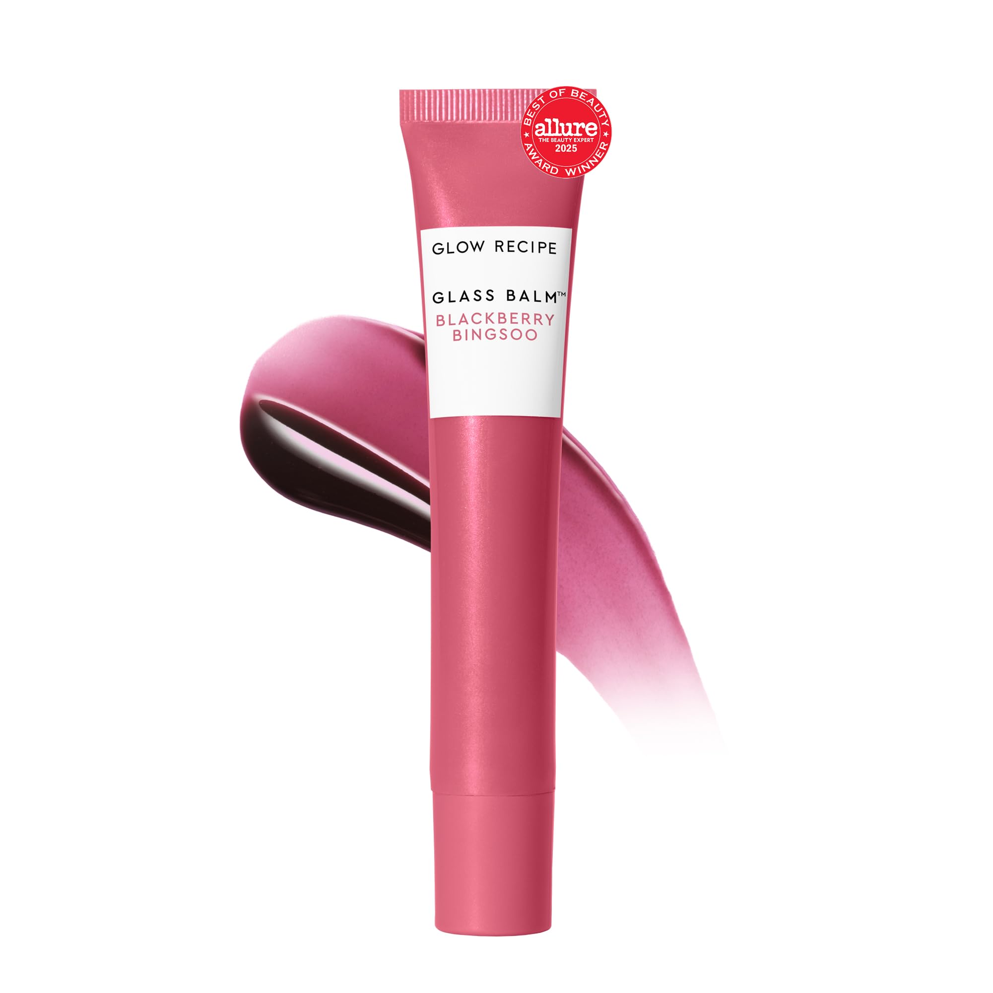 Glow Recipe Glass Balm Lip Treatment tube showcases glassy shine and hydration.