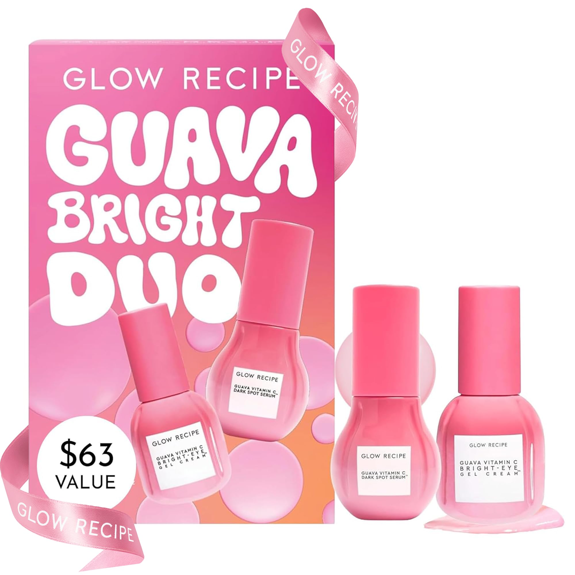 Glow Recipe guava brightening set packaging, gift-ready presentation for skincare lovers