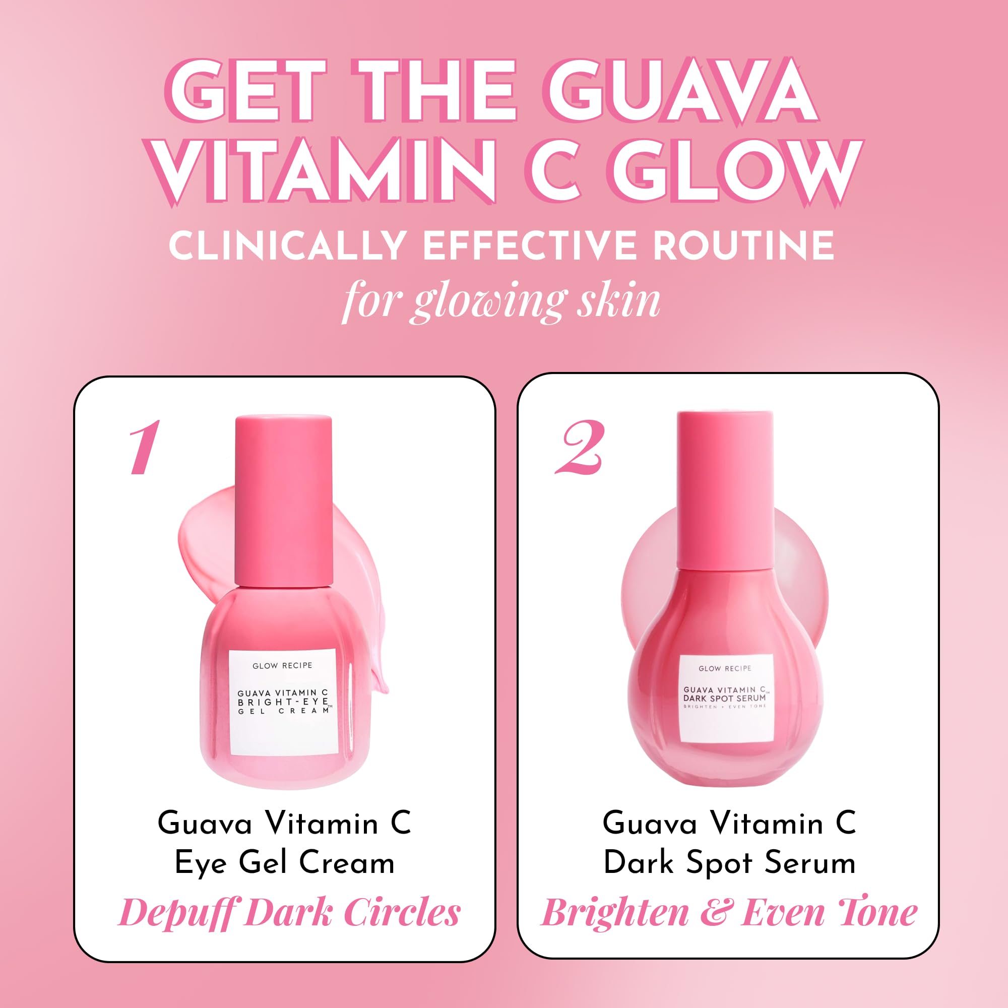 Glow Recipe guava vitamin C serum swatch showing improved skin tone