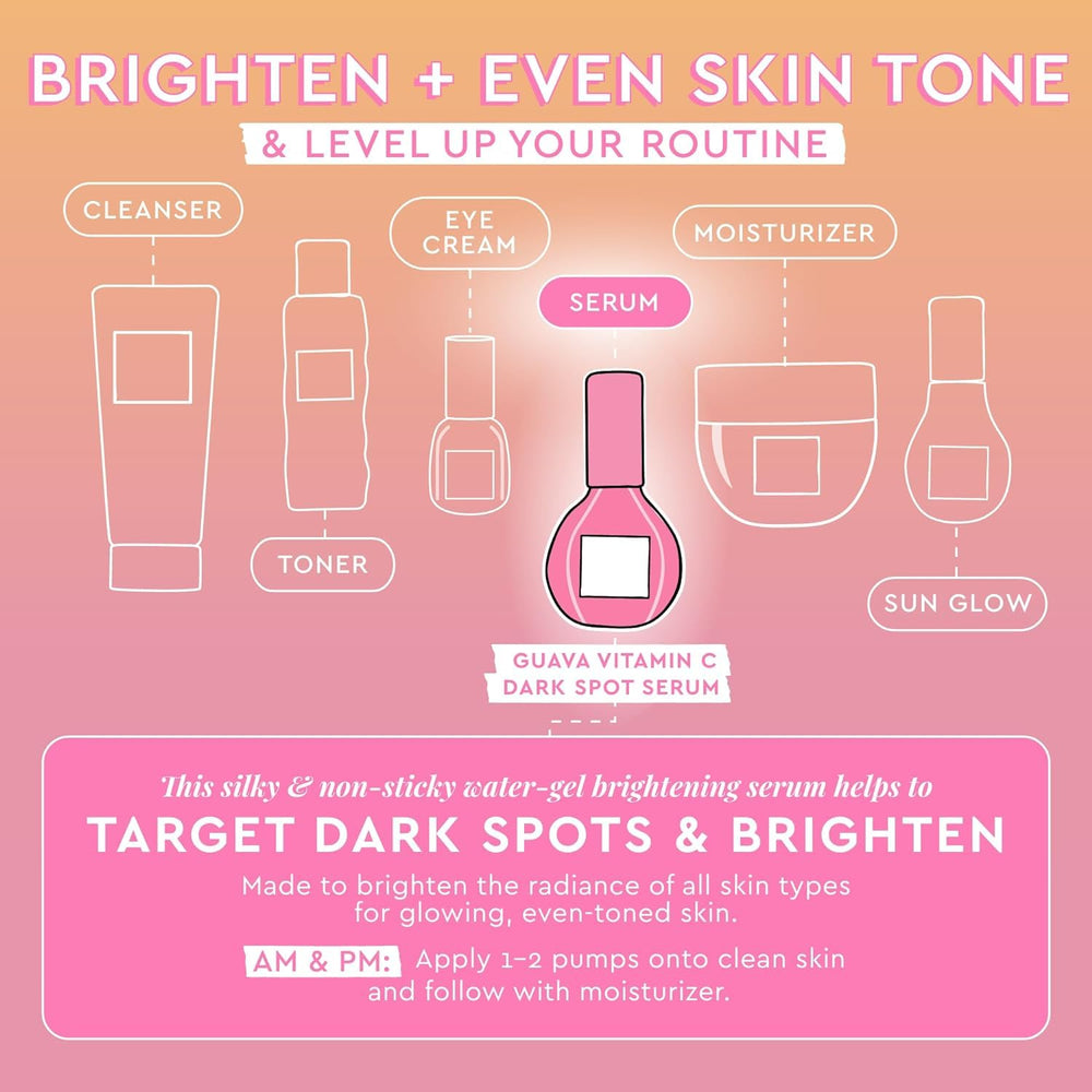 Glow Recipe guava serum box and bottle packaging in retail-ready display