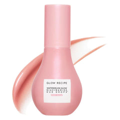 Glow Recipe Hue Drops pump closeup highlights buildable rosy glow for natural radiance