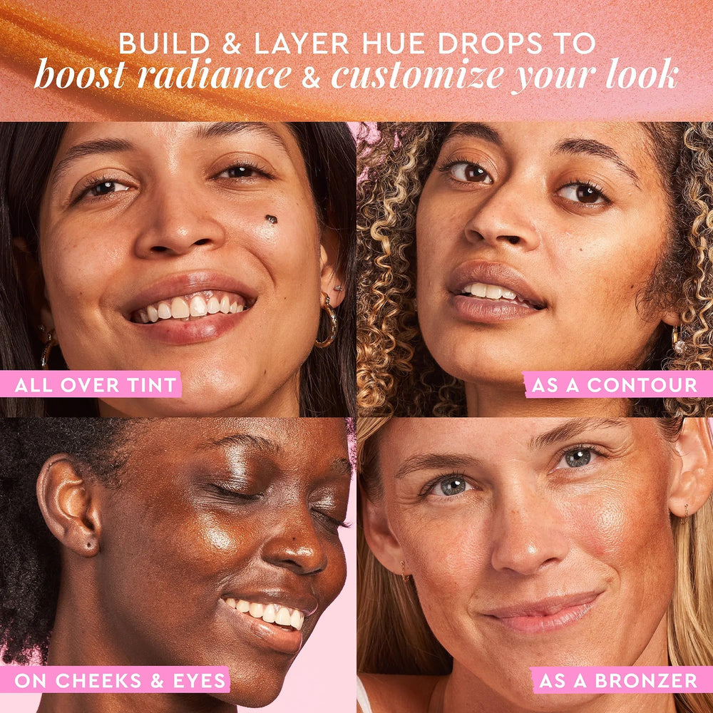 Glow Recipe Hue Drops sunglow-application delivers warm radiance with hydration.