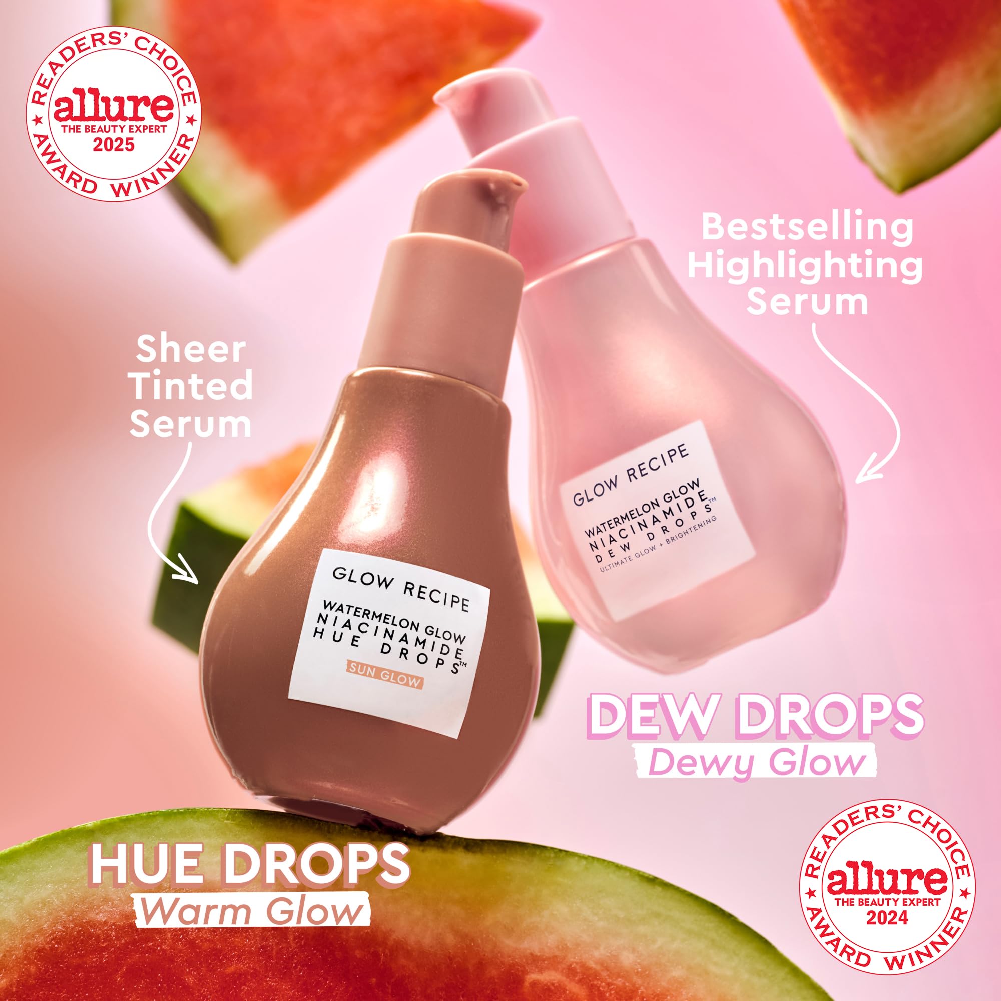 Glow Recipe Hue Drops swirl application shows sheer tint blending easily.