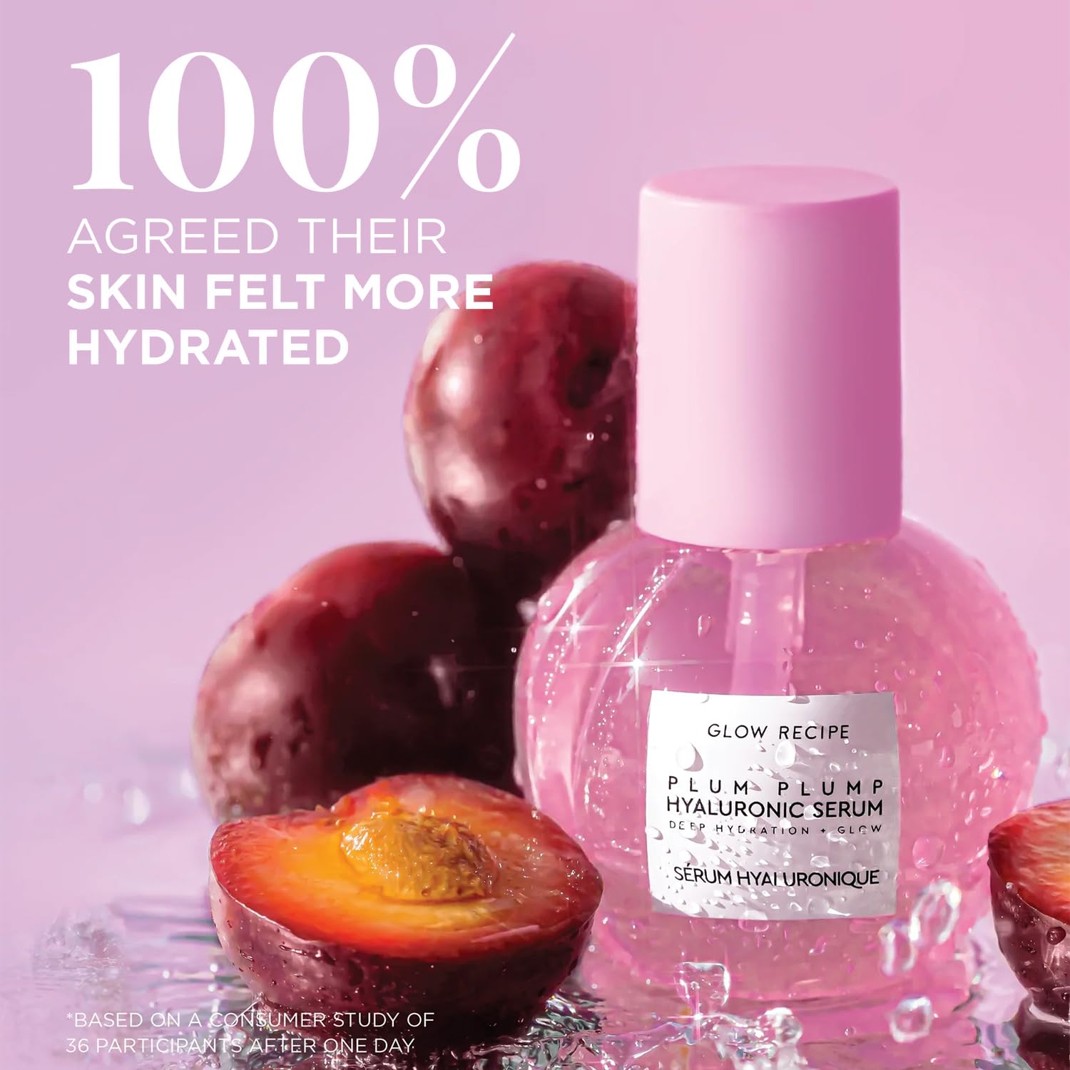 Glow Recipe Hyaluronic Acid Serum texture close-up highlights gel formulation for smooth skin.