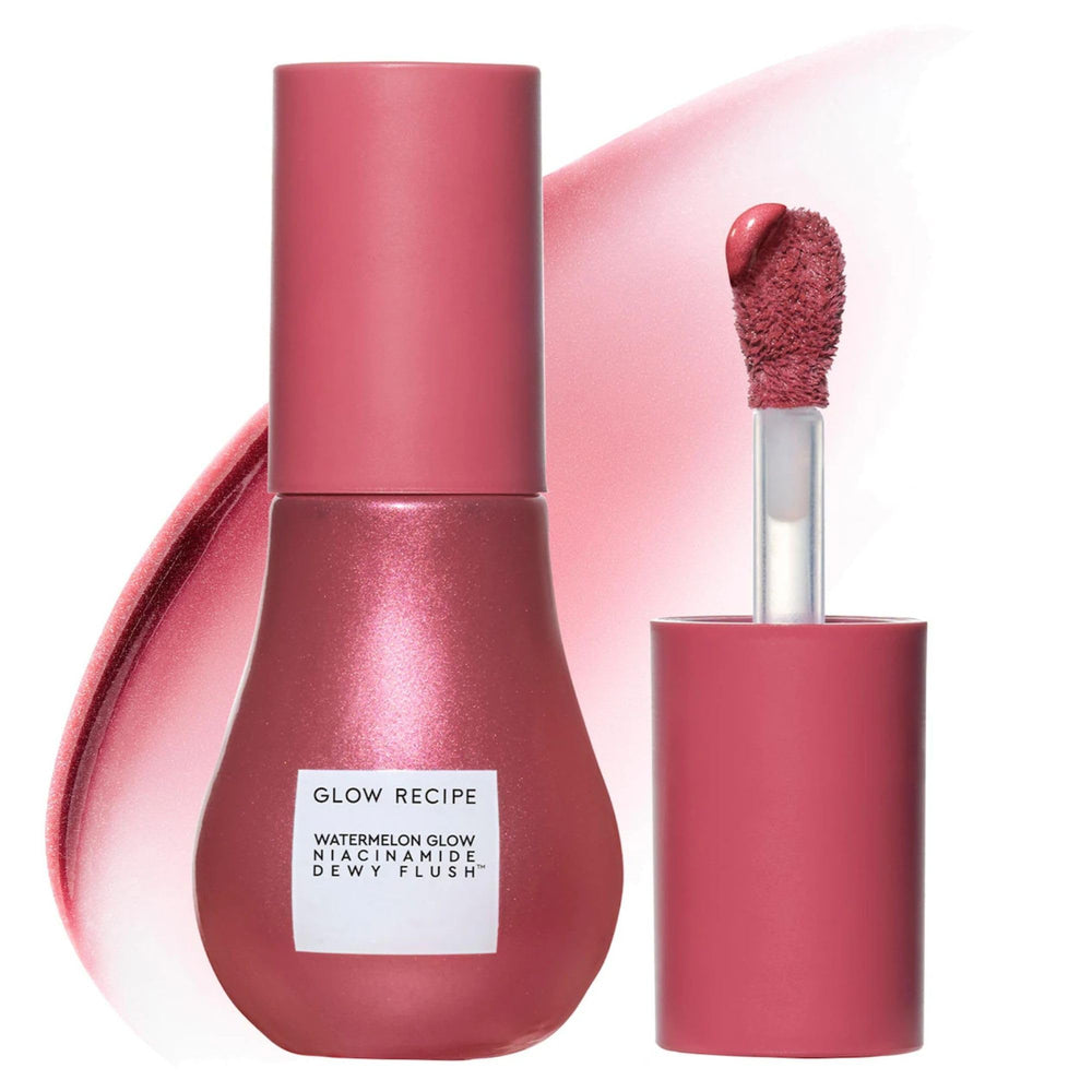 Glow Recipe Niacinamide Dewy Flush bottle shows a radiant skincare-blush hybrid.