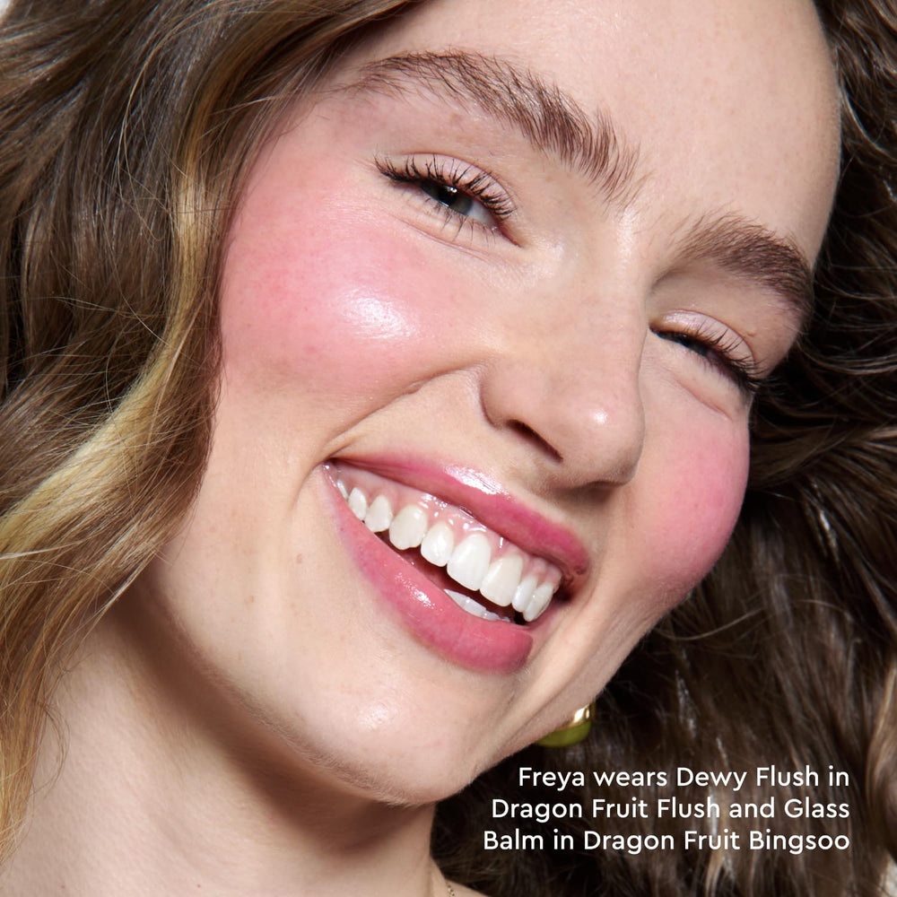 Glow Recipe Niacinamide Dewy Flush vegan cruelty-free badge on packaging.