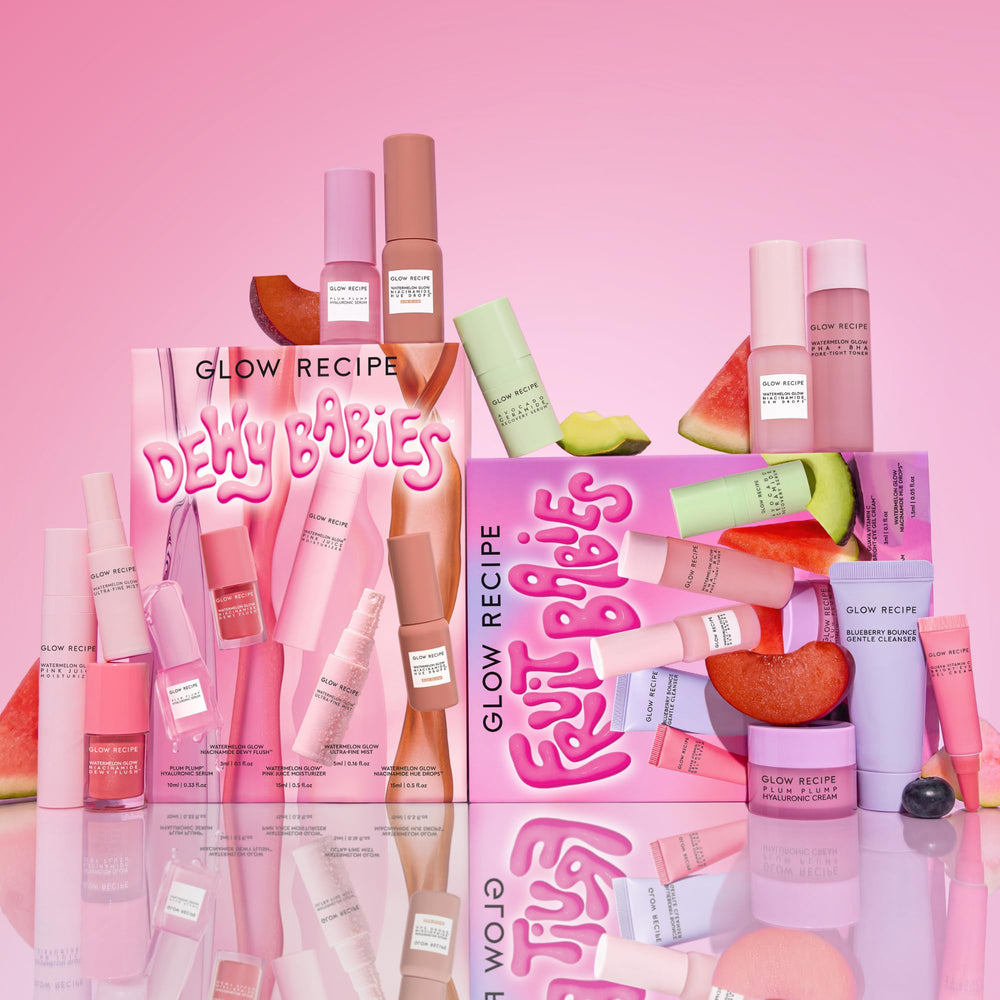 Glow Recipe set with compact size ideal for on-the-go skincare.