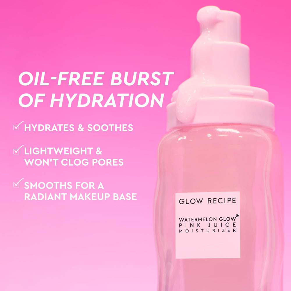 Glow Recipe Pink Juice Water Gel pump demonstrating quick, non-greasy application