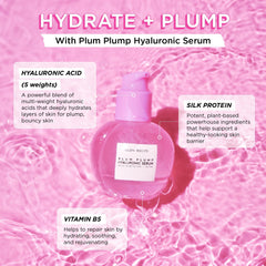 Glow Recipe Plum Plump Serum texture close-up shows silky gel-cream absorption.