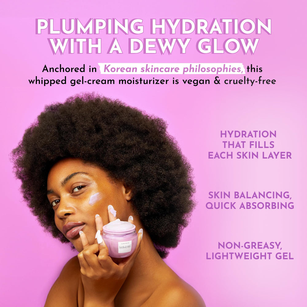 Glow Recipe Plum Plump texture-swirl highlights gel-cream absorption and fresh glow.