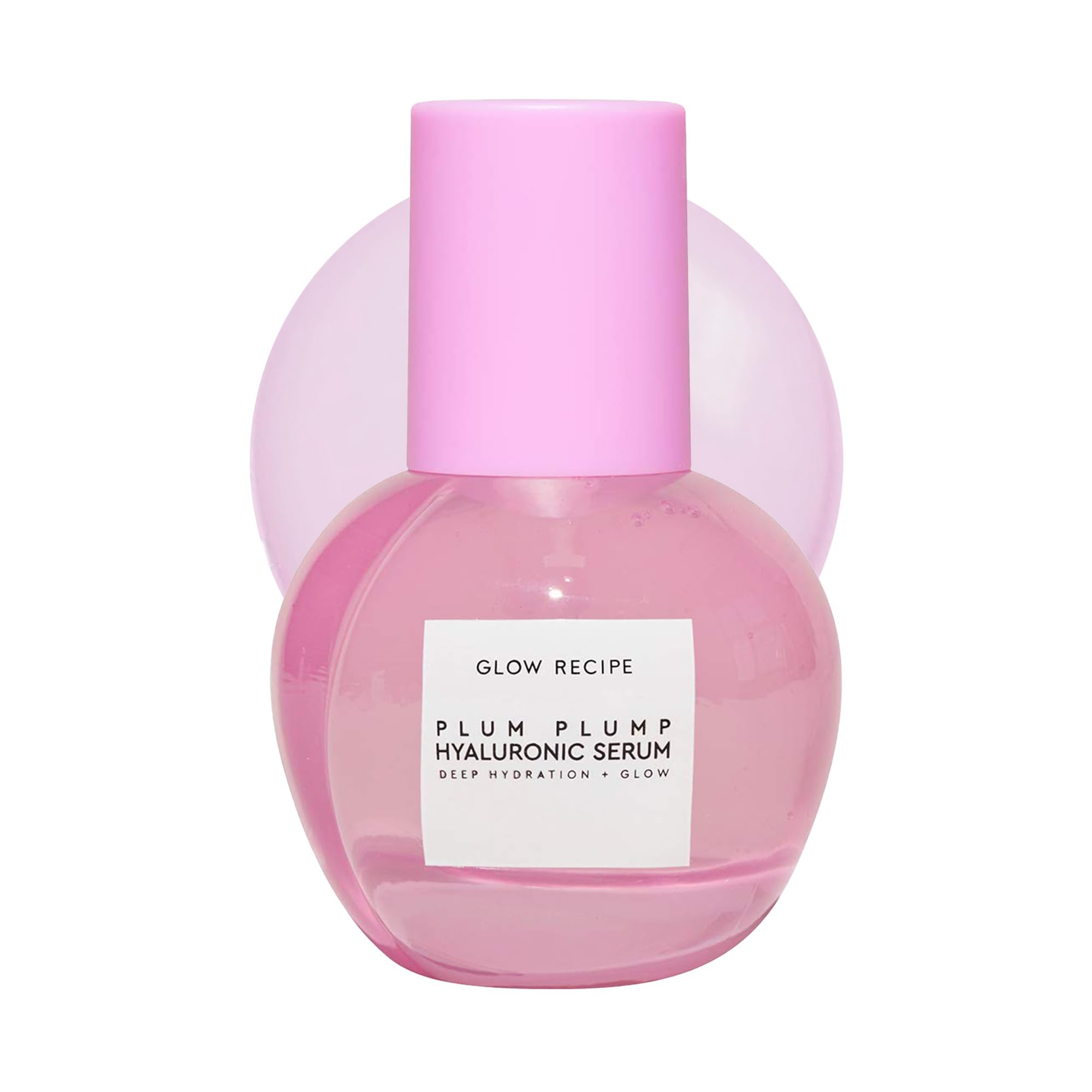 Glow Recipe Plum Plumping Serum bottle pouring for lightweight hydration and glow.