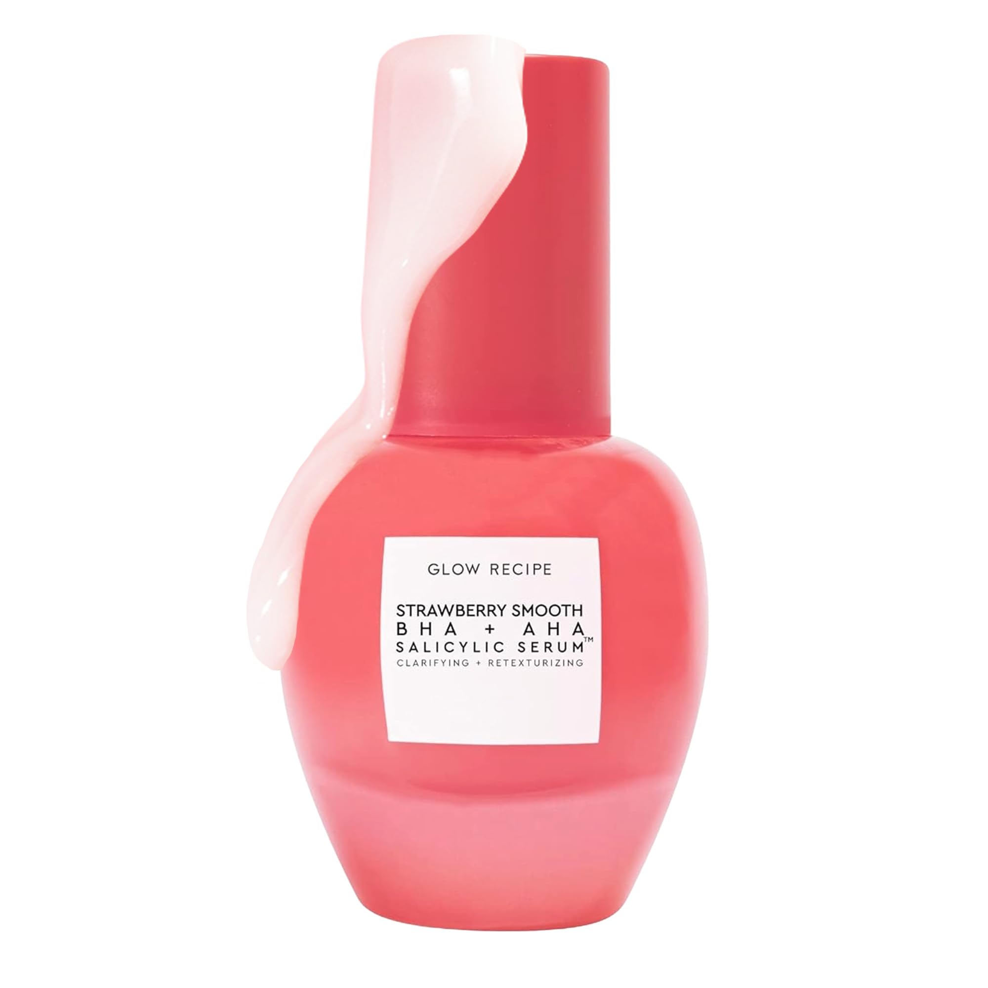 Glow Recipe Strawberry Smoothing Serum bottle showing juicy gel texture for calm, clear skin