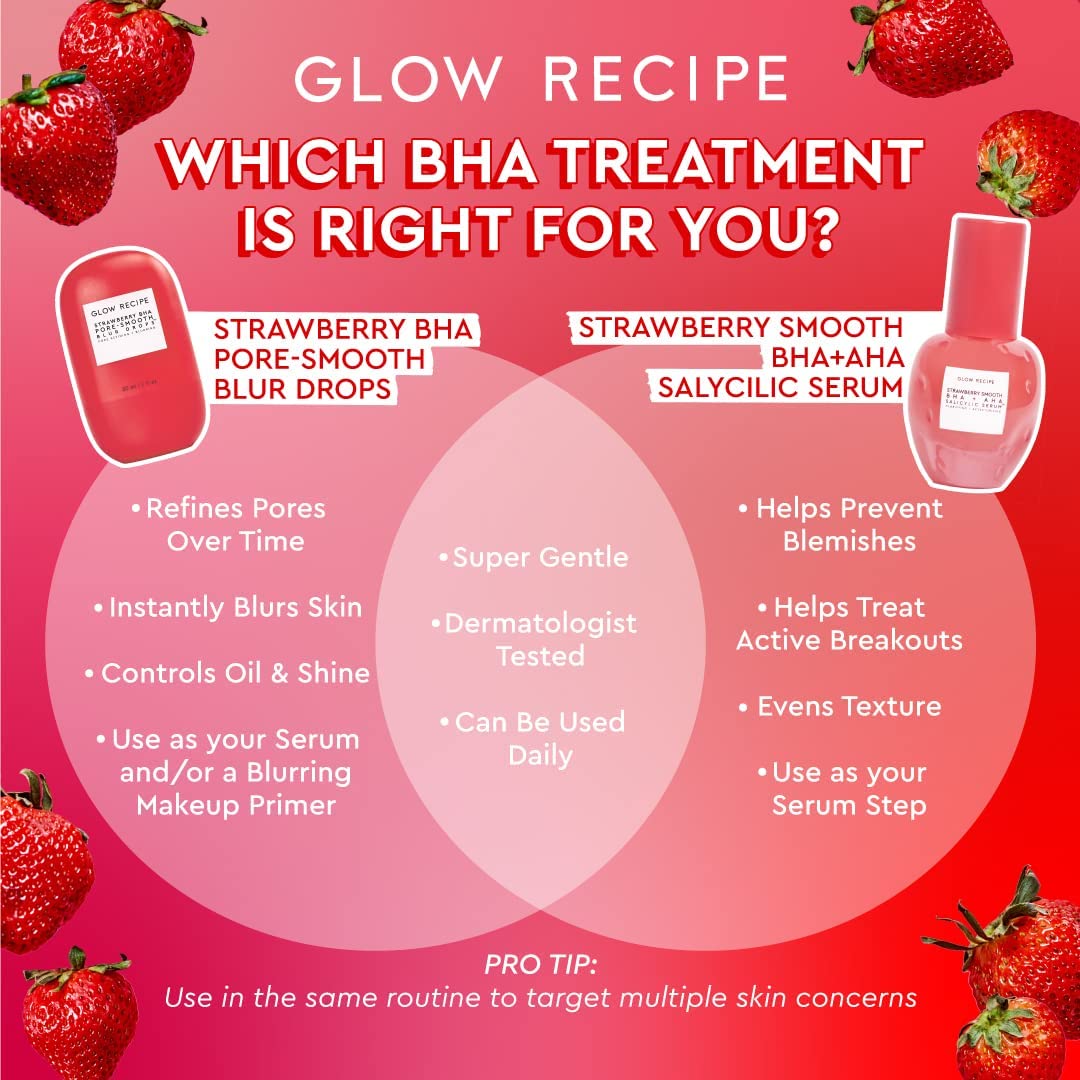 Glow Recipe Strawberry Smoothing Serum water-gel finish close-up hints refreshing, non-drying feel