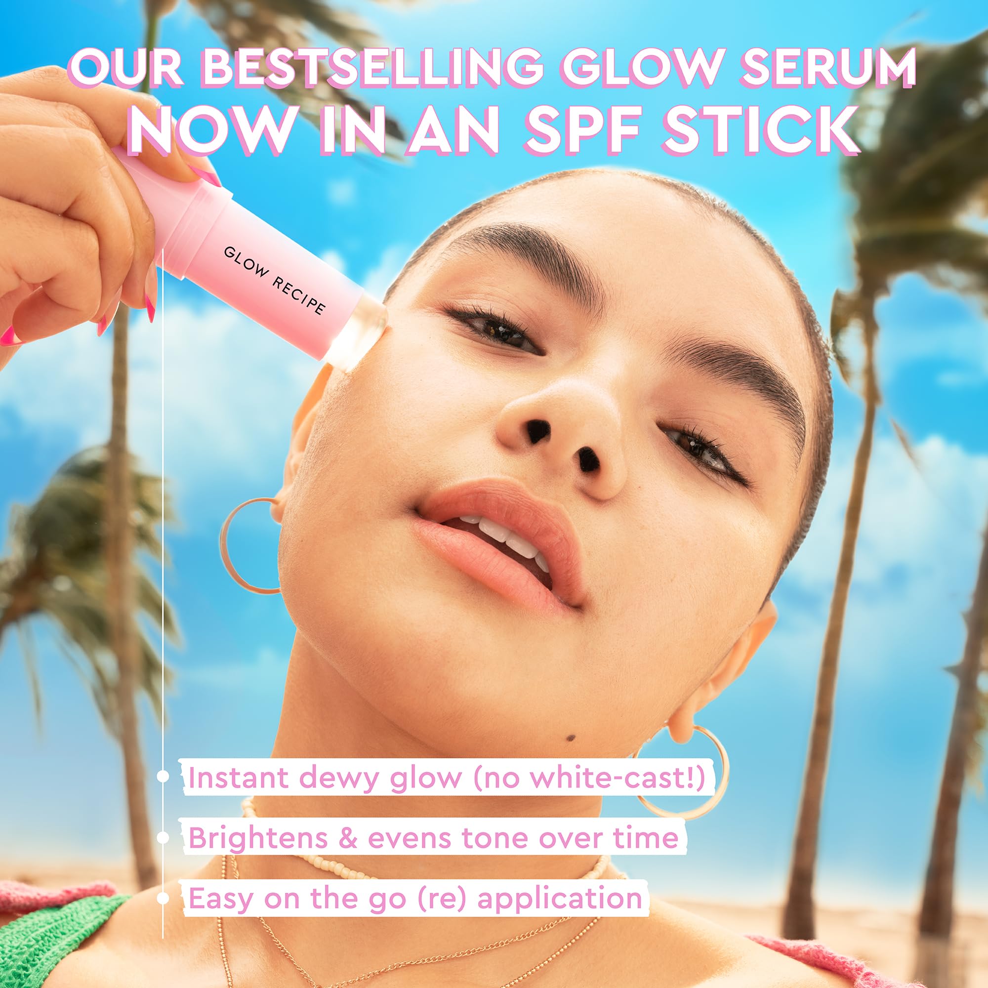 Glow Recipe sunscreen stick with no white cast for a translucent finish on all tones.