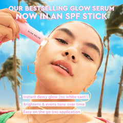 Glow Recipe sunscreen stick with no white cast for a translucent finish on all tones.