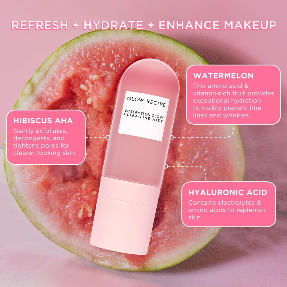 Glow Recipe travel set interior shot highlighting five mini skincare essentials.