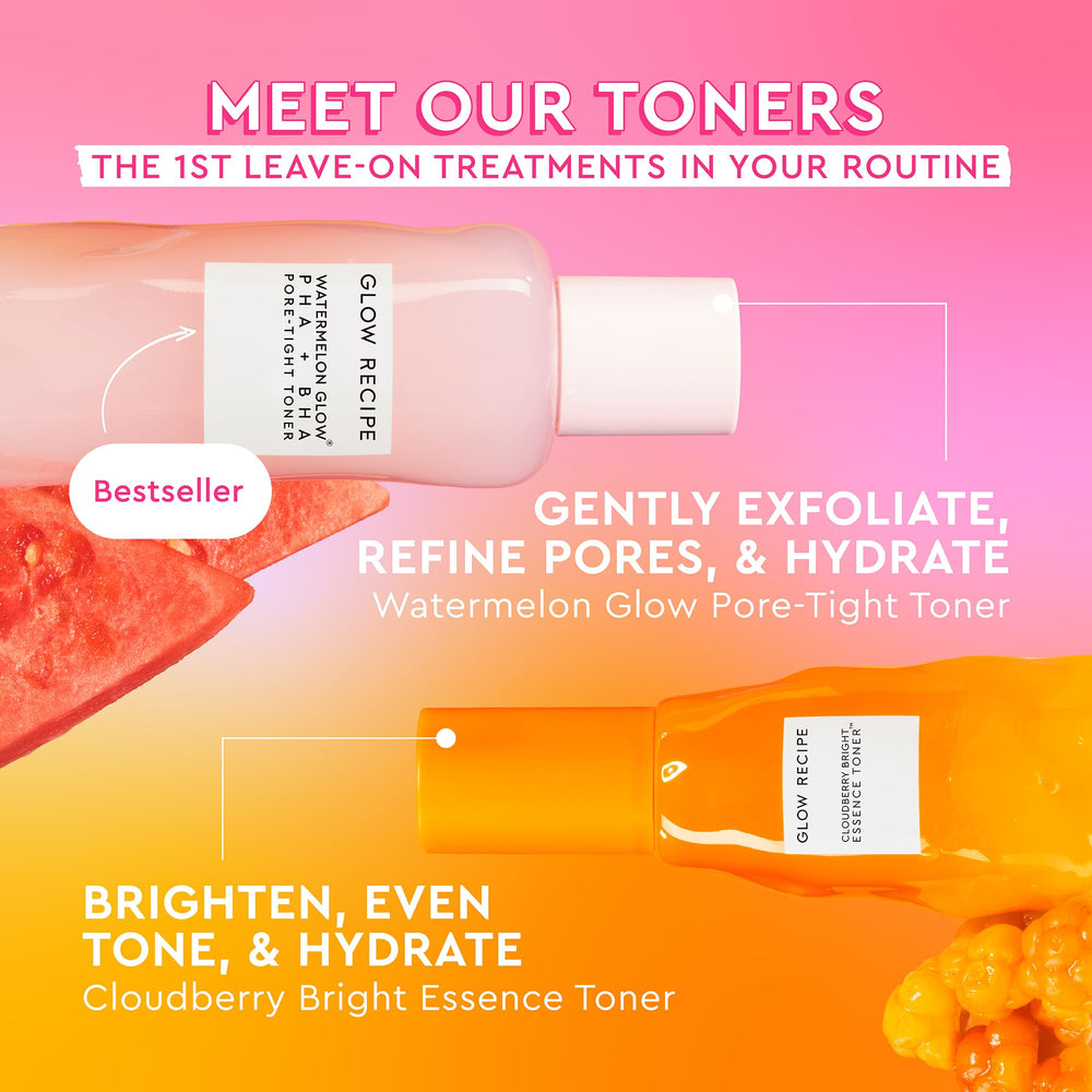 Glow Recipe Travel-size vegan cruelty-free packaging highlighting on-the-go skincare.
