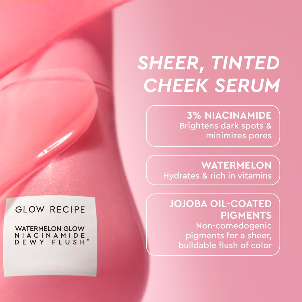 Glow Recipe Watermelon Flush cheek swatch showing fresh, plump-looking glow.