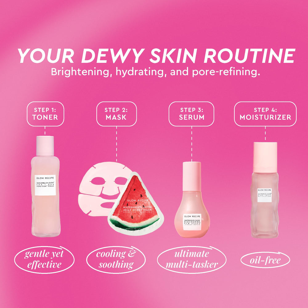 Glow Recipe Watermelon Jelly Sheet Mask close-up soaking in serum for hydration.