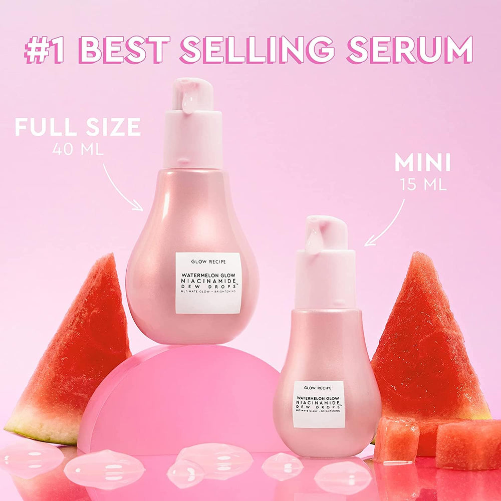 Glow Recipe Watermelon Niacinamide Dew Drops used as liquid highlighter on cheekbones