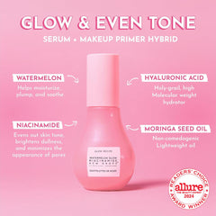 Glow Recipe Watermelon Niacinamide Dew Drops pump shows controlled, lightweight application