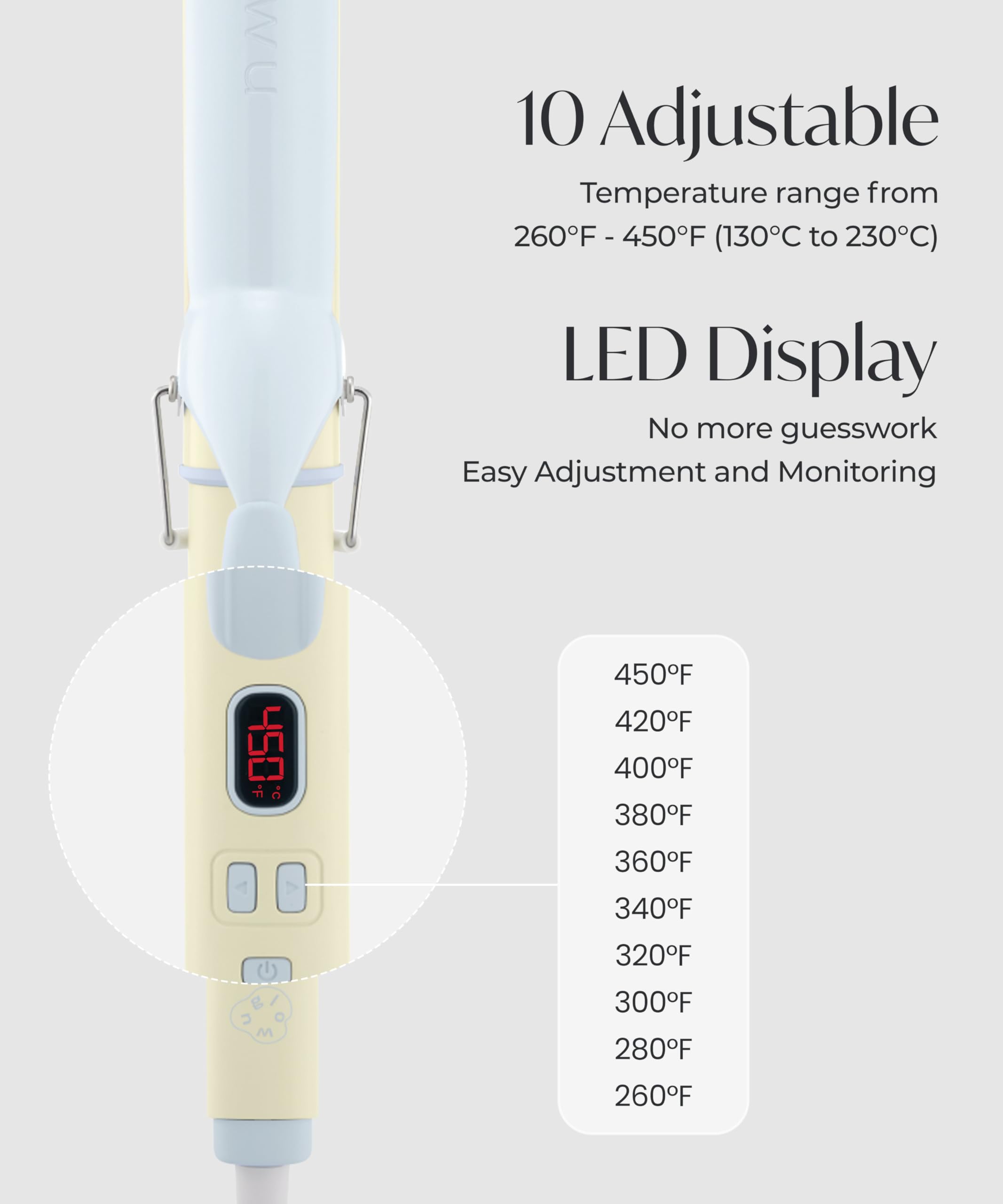 Glow U tangle-free cord allows easy movement during styling.