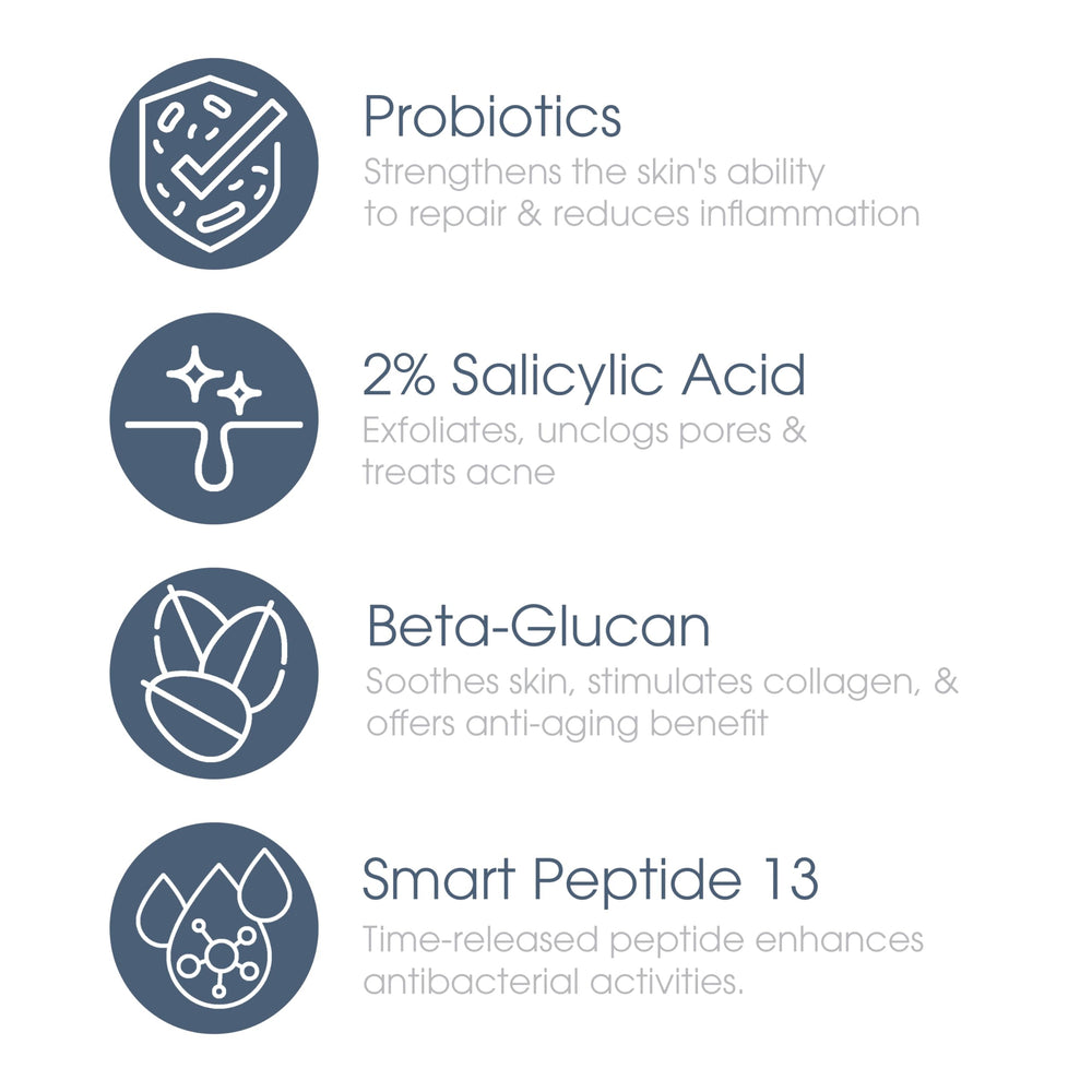 Glowbiotics clarifying cleanser 5oz size—compact bottle for travel-friendly cleansing.