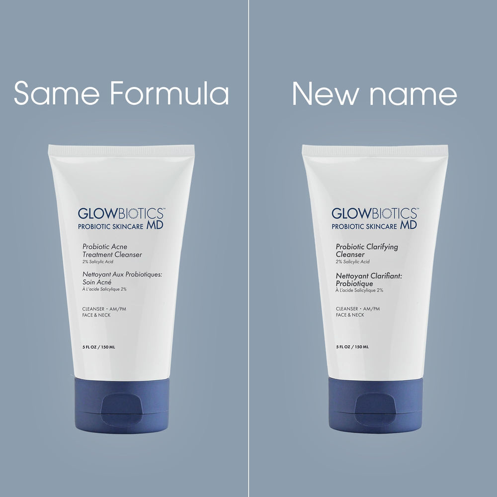 Glowbiotics clarifying cleanser after-workout—removes sweat and impurities gently.