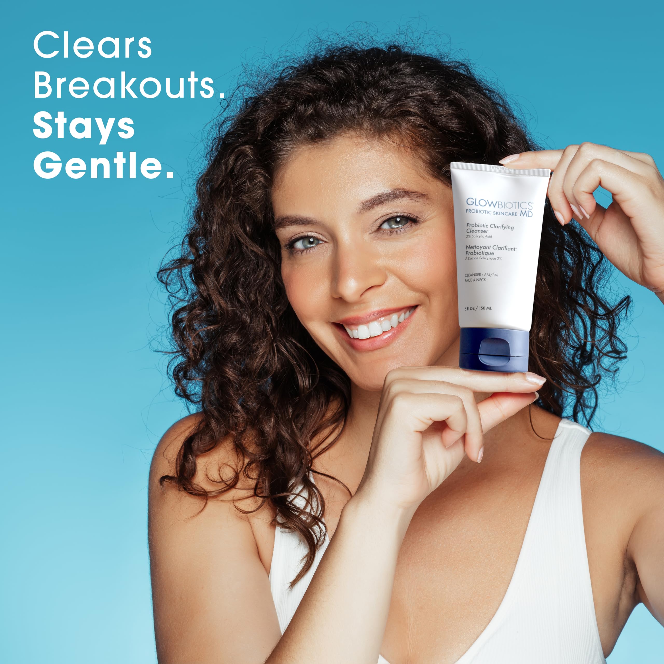 Glowbiotics clarifying cleanser botanicals-soothing—beta glucan and ginger calm redness.