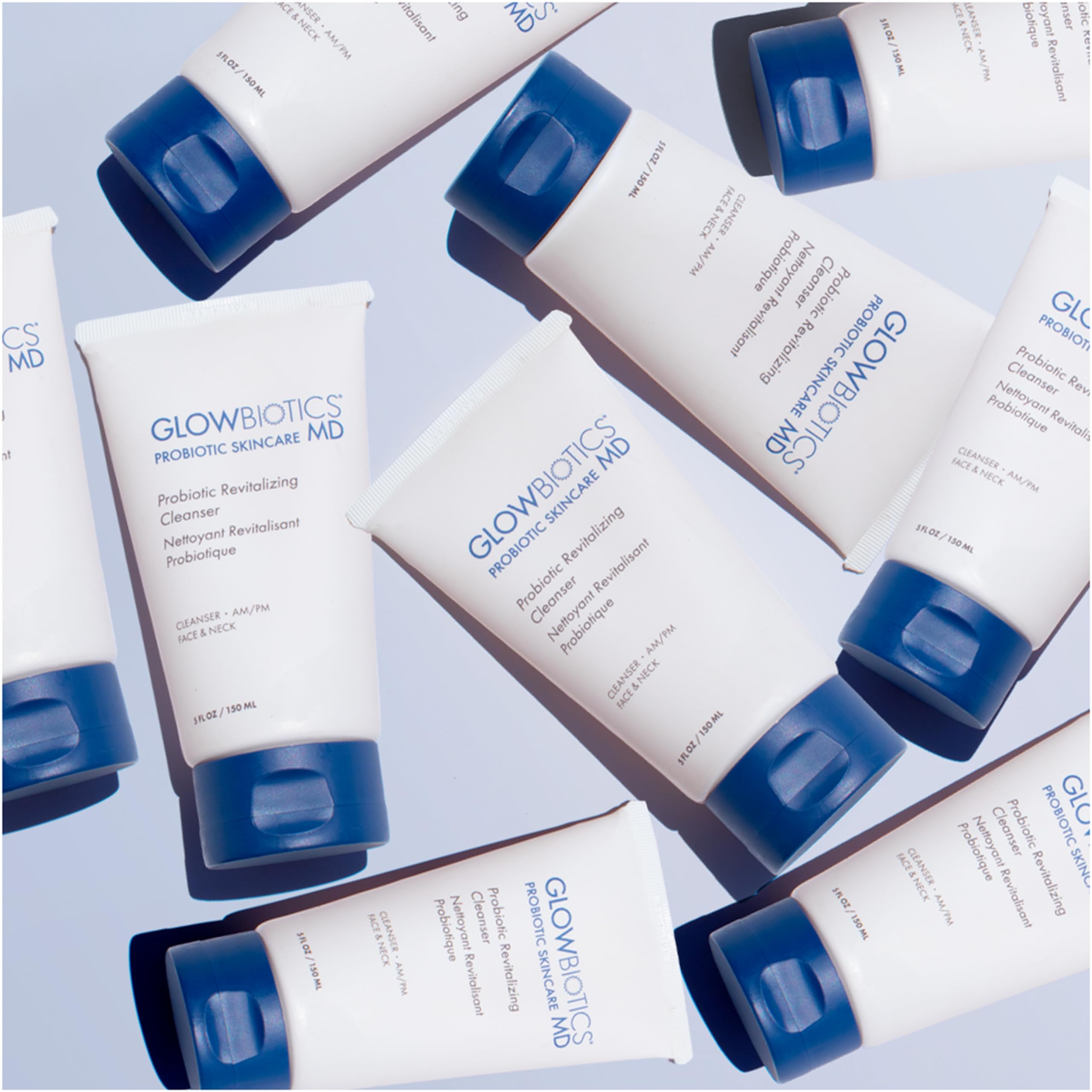Glowbiotics probiotic cleanser bundle-with-towel suggests convenient daily routine.