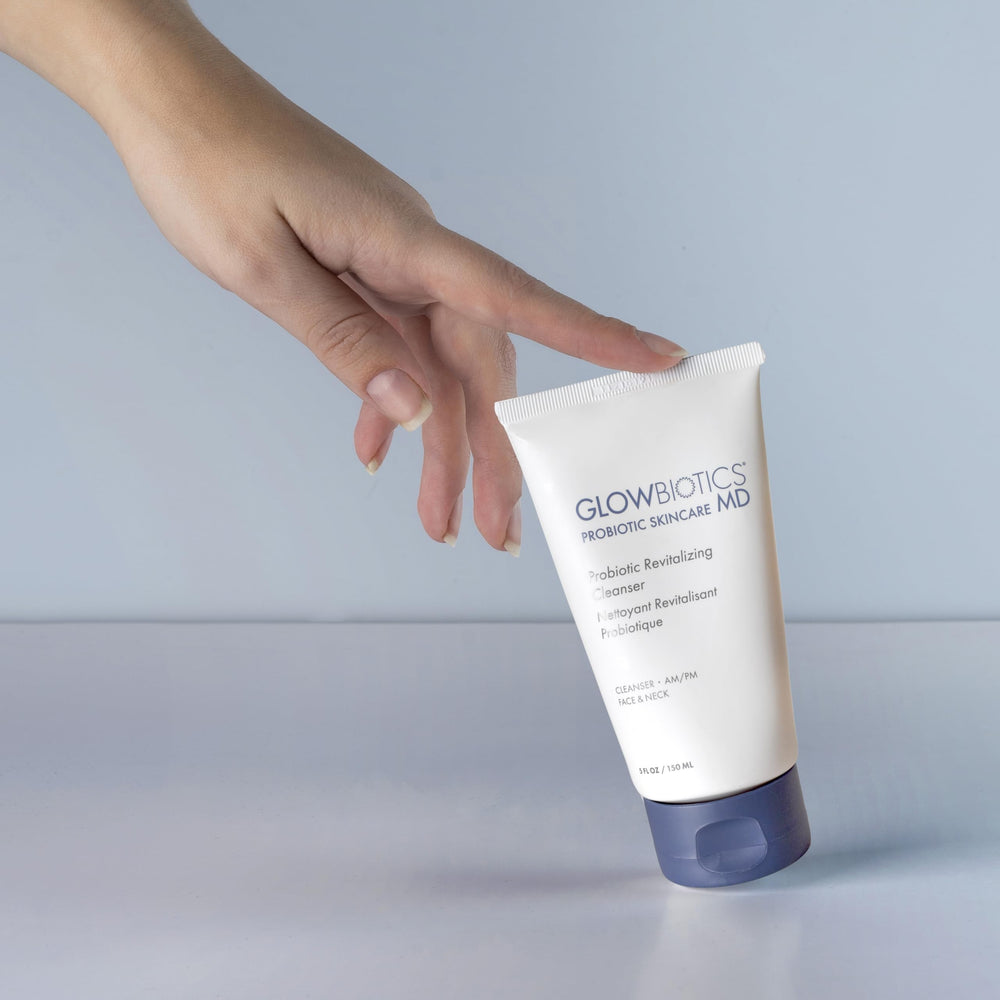 Glowbiotics probiotic cleanser ingredients highlight prebiotic balance supporting healthy skin microbiome.