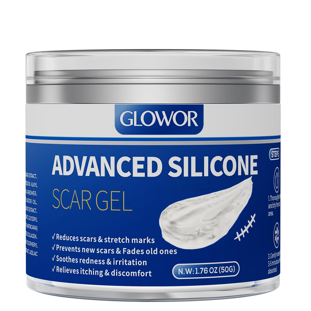 Glowor silicone scar gel packaging showing premium bottle for easy storage and use