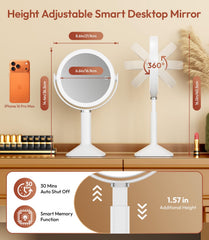 Glowtop lighted makeup mirror 1x full-face view for makeup application