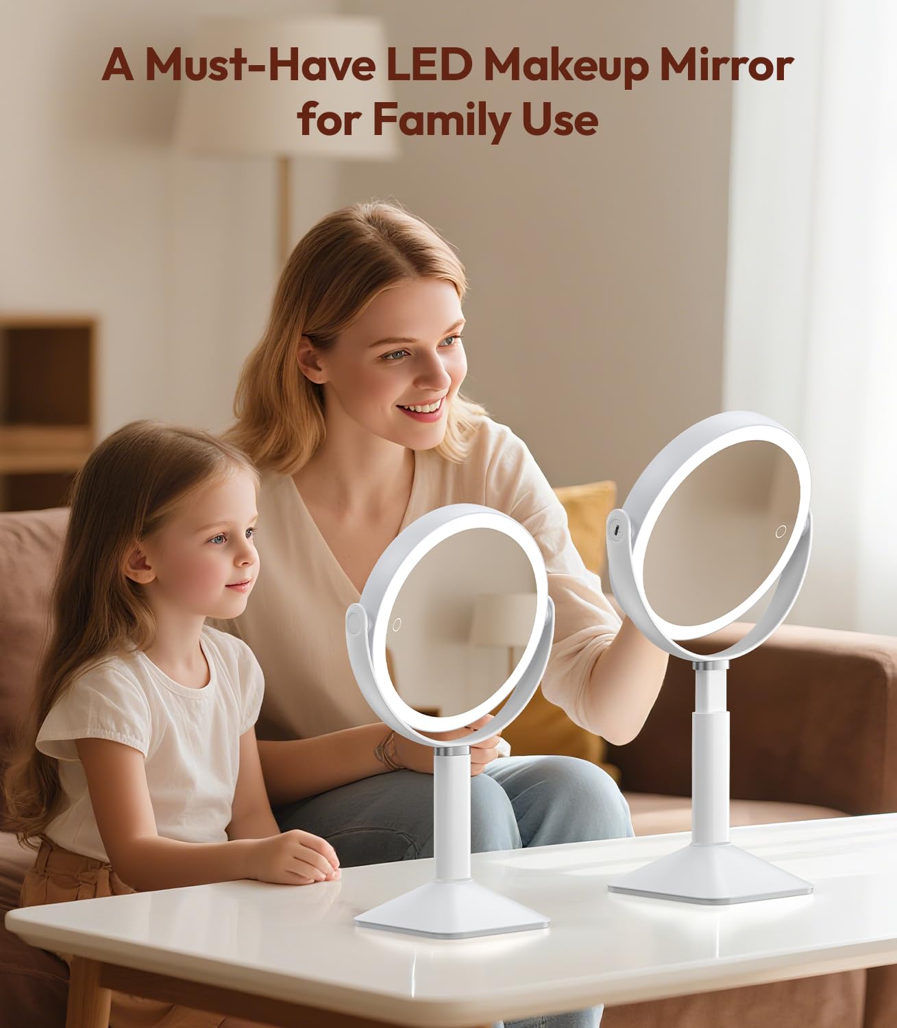 Glowtop makeup mirror 4000mAh battery for cordless use